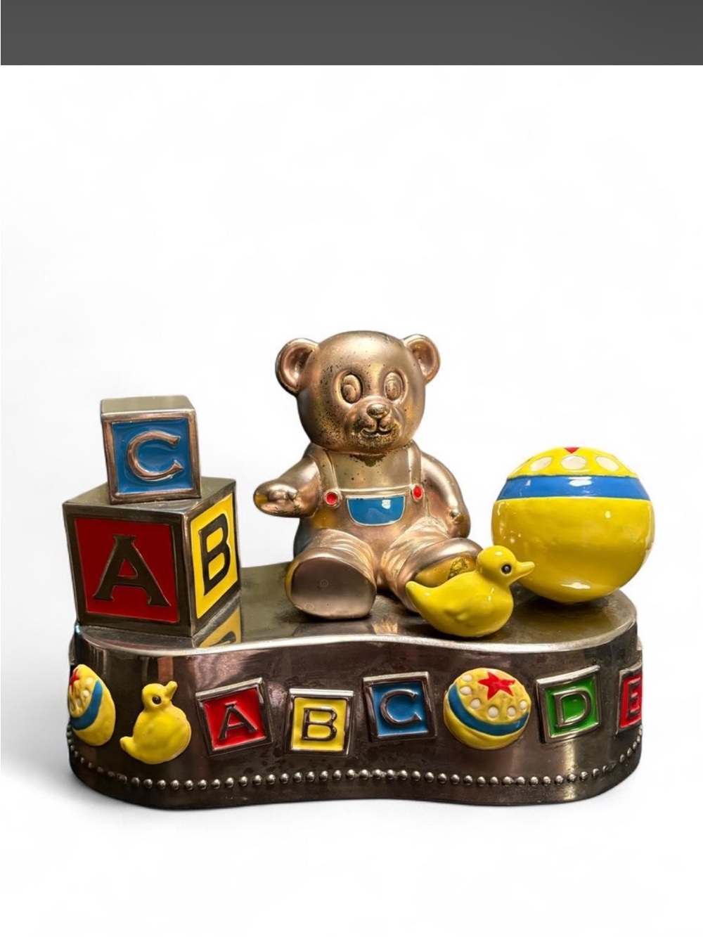 Classic vintage Teddy Bear and Blocks Kids Toy Bank